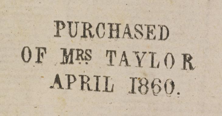 حاشية المشتري مكتوبة على واحدة من المخطوطات التي تم شراؤها من السيدة تايلور سنة ١٨٦٠. Add MS 23391، ص.ii-ظ