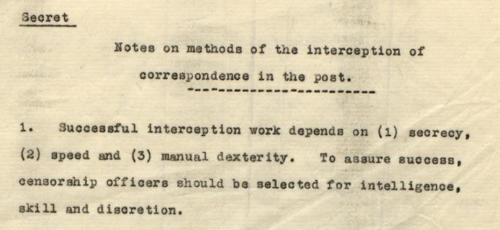 &quot;ملاحظات حول طرق اعتراض المراسلات في البريد&quot;. IOR/R/15/2/191، ص. ٢